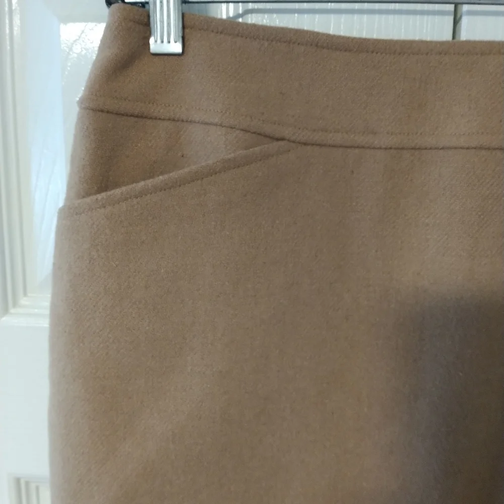 Red Valentino Pleated Tan Wool Pencil Skirt